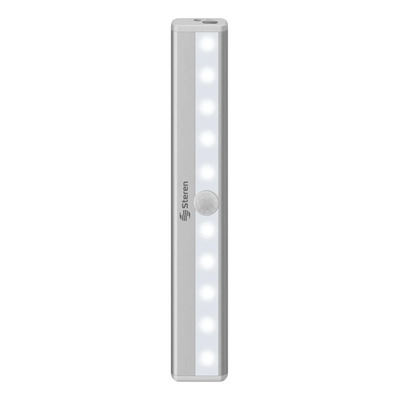 Lámpara Led Automática Tipo Barra Recargable Con Sensor Pir Steren Lam-062 Blanco