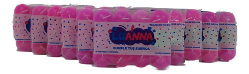 Vela De Noche X 12 Unid X 10 Pack Rosa + Lata Porta Vela 