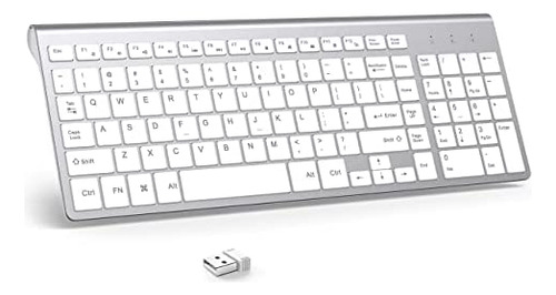 Teclado Inalambrico Blanco Y Plateado - Con Teclado Numer...