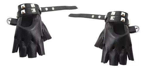 / Oo Rock Punk Estilo Pu Guantes De Cuero Medio Dedo Mitones