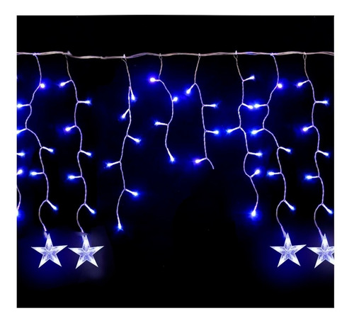 Pisca Cascata Cordão De Luz Estrela Led Azul 6 Metros 220v