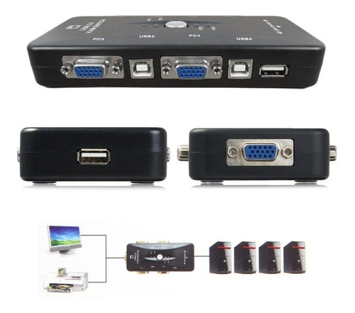 Switch Kvm Conectores Usb / Vga De 4 Puertos · Kvm-41ua