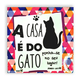 Quadro Descanso Panela Corte Frios 16x16cm Estampado Cor Gato Casa Do Gato