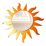 Espejo Sol Dorado Bohemio Sun Decorativo Madera Y Acrílico