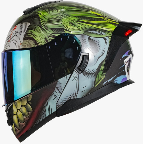 Casco Abatible Joker Guasón Moto Kov Dc Comics Led + Lentes