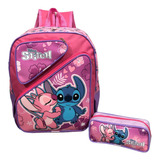 Mochila Infantil Lilo E Stitch E Angel 3b Costas G + Estojo