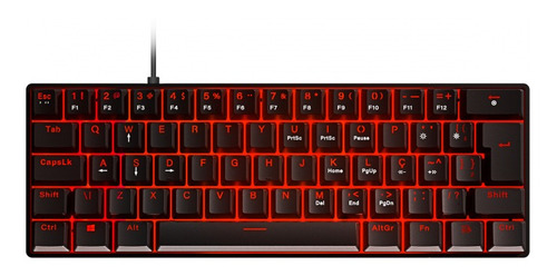 Teclado Mecânico Gamer Pcyes Zot 60% Led Vermelho Switch Blu