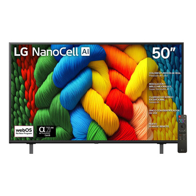 Pantalla 50 pulgadas LG NanoCell AI NANO80 4K SMART TV 2025, sistema operativo webOS, Colores Puros en 4K Real, Identificación de Voz AI, ALLM\u002FVRR, FILMMAKER MODE, AI Magic Remote, LG Channels | Envío gratis