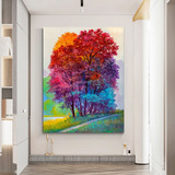 Cuadro Arbol Tipo Oleo En Lienzo Canvas Con Bastidor Grande