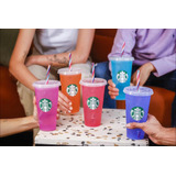 Vasos Starbucks Cambia De Color 5 Colores Reusables Popotes