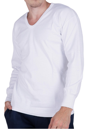 Camiseta Interlok Peinado Blanco Manga Larga