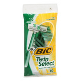 Maquinas De Afeitar Bic Twin Select Para Hombre,10 Unidades.