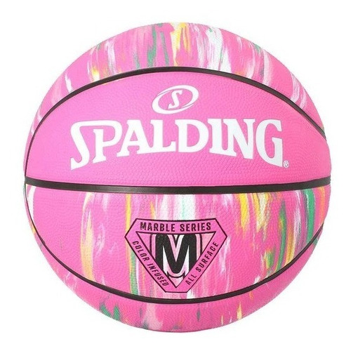 Balón Básquetbol Spalding Del No.6 Marble Series Color Rosa