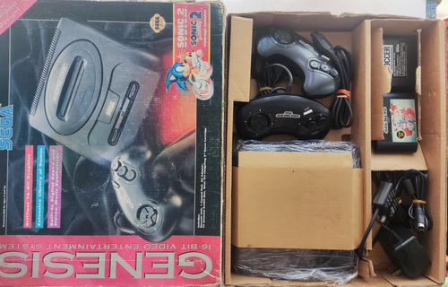 Consola Sega Genesis 100% Genuina + 2 Juegos +caja+ 2control