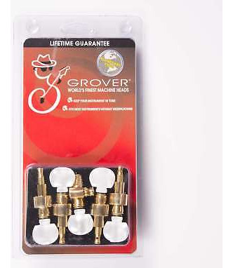 Grover 124g5 Geared Banjo Pegs. Set Of 5, Gold Square Pe Aad