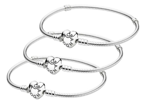 3 Pcs Pulsera Original Plata Incluye Estuche Y Bolsa