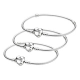 3 Pcs Pulsera Original Plata Incluye Estuche Y Bolsa