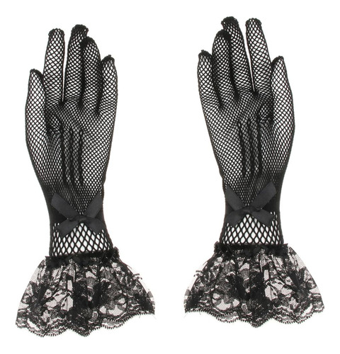 Floral Bowknot Lace Short Gloves Mujeres Disfraces Nupciales