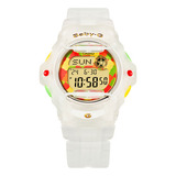 Reloj Casio Baby G Bg-169hrb Haribo Resiste Golpes 200m Color De La Malla Blanco Color Del Bisel Blanco Color Del Fondo Negro