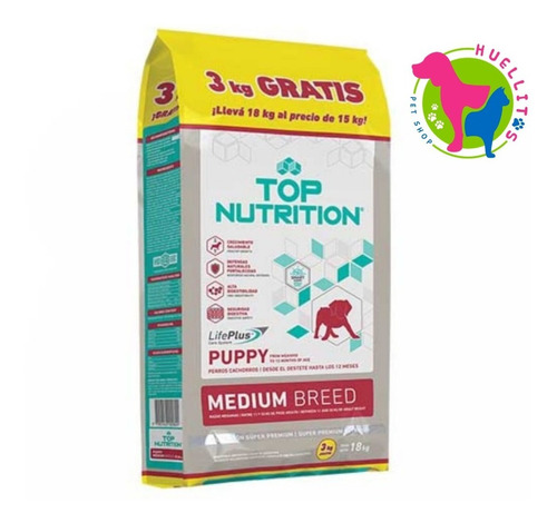 Top Nutrition Cachorro/puppy Raza Mediana X 15+3kg-e/g Z/o