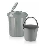 Set Caneca 37l + Balde 10l Gris Ecológico