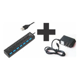 Hub Usb 2.0 7 Puertos+ Eliminador Con Plug Especial Para Hub