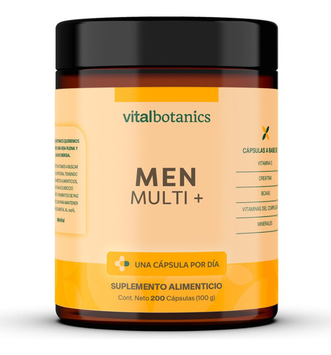 Multivitaminico P Hombre Con Creatina 200 Caps Vitalbotanics Sabor Men Multi Vitamin +