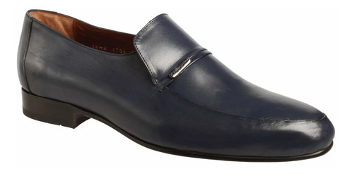 Zapatos De Hombre Vestir Mocasín Piel Becerro Azul  Márquez | Meses sin interés