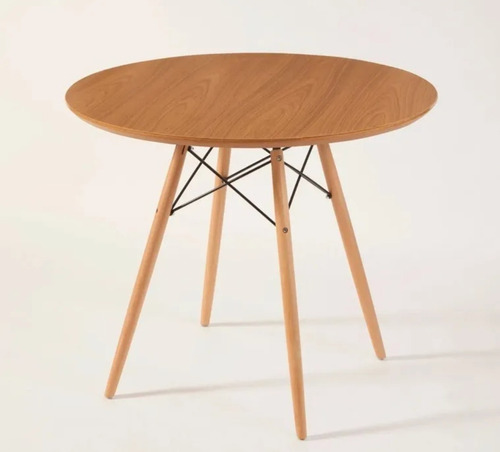 Mesa Jantar Charles Eames Tampo Madeira 80cm Freijo