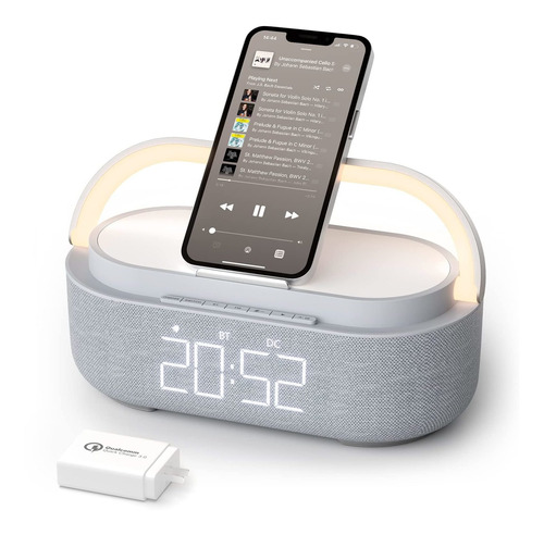Altavoz Bluetooth Con Reloj Despertador Digital, Cargador In