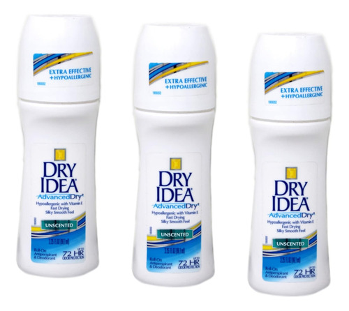 Paquete De 3 Desodorante  Dry Idea Sin Perfume Idea Seca Des