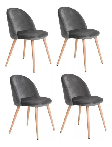 Silla Estilo Nordica Pata Simil Madera Thea X4