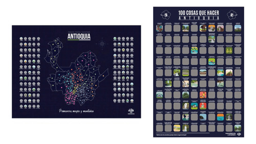 Combo: Mapa De Antioquia + Póster 100 Cosas Antioquia