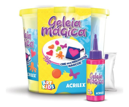 Brinquedo Balde Geleia Mágica Slime 4 Cores Art Kids Acrilex Cor Variadas