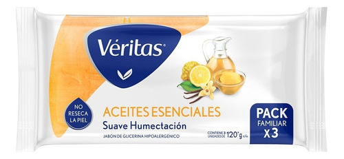 Jabon Gliserina Veritas Aceites Esenciales 3u Pack X2u