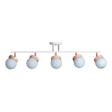 Aplique Sistema 5 Luces Elyn Blanco Madera Globo Opal G9