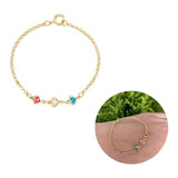 Pulseira Infantil Colorida Banhada À Ouro 18k Semi Joia