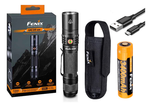 Linterna Led Fenix Uc35 V2.0 Usb 1000 Lumens + Bateria 3400.