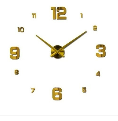 Reloj De Pared 3d Números Grande Dorado
