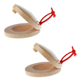 Bx) 1 Pair Of Wooden Castanets Percussion Instrument Toys
