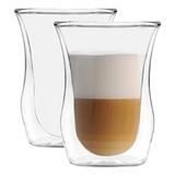 2 Tazas Larhaus Barista Turco Jarro Vaso Doble Vidrio 300cc Color Transparente