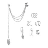 Brincos Kit 7 Pressão Piercing Feminino Orelha Banhado Ouro