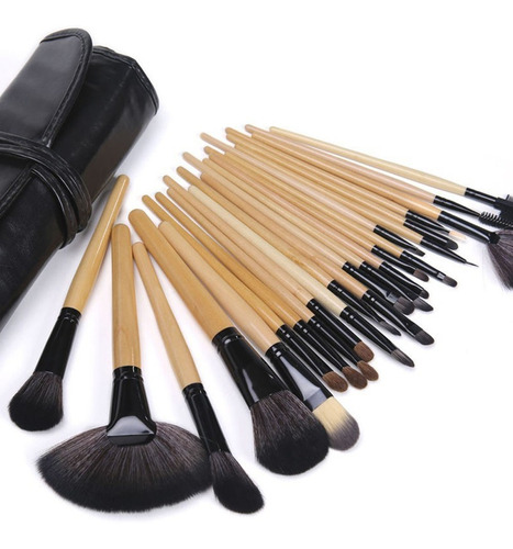 Set De 32 Brochas De Maquillaje Con Estuche Negro