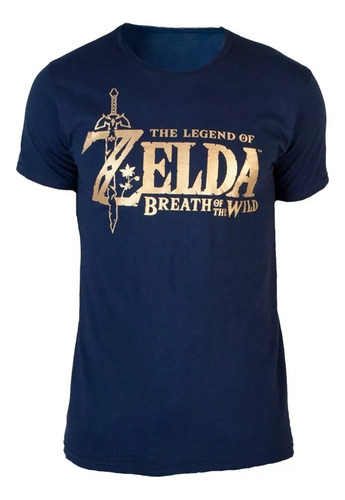 Legend Of Zelda Breath Playera Bioworld Niño Azul Dorado