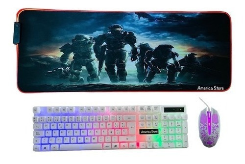 Combo Pad Mouse Rgb 80cm X 30cm + Teclado Y Mouse Gamer