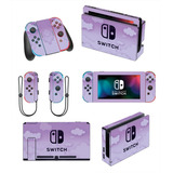 Skin Personalizado Para Switch Color Morado Nubes (0142)