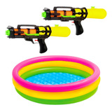 Kit Piscina Inflavel 150cm Infantil + Pistolas Dagua Grande