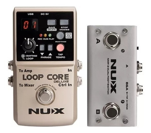 Nux Loop Core Deluxe Pedal Looper True By Pass + Footswitch 