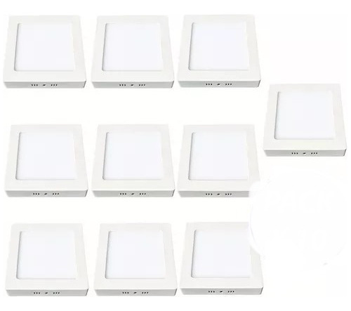 Pack X 10 Foco Panel Plafon Led Sobrepuesto Cuadrado 18w