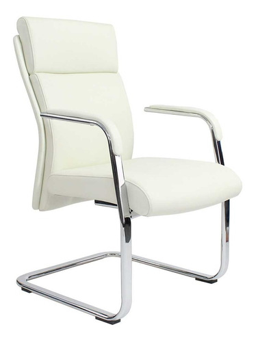 Silla Sillon Visita Escritorio Oficina Piel Oce Blanca